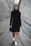 Black Body-Hugging Slit Crew Neck Midi Ribbed Stretchy Knitted Pencil Dress TWOAW21EL0135 - 5
