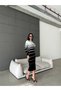 Midi Length Contrast Stripe Pattern Knitwear Dress - 4