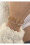Women's cubic crystal 3-piece gold chain bracelet - 2