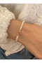 Gold Bracelet with Letter F and Pearls