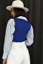 Women's Buttoned Crop Cobalt blue Vest 23S12005 - 2
