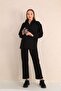 Black Maternity and Maternity Hooded Sweatshirt Tracksuit Set