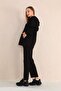 Black Maternity and Maternity Hooded Sweatshirt Tracksuit Set - 6