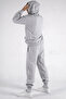 Unisex Gray Hooded Tracksuit Set with Cotton Kangaroo Pocket - 5