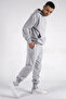 Unisex Gray Hooded Tracksuit Set with Cotton Kangaroo Pocket - 3