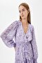 Women's Lilac Patterned Dress - 2