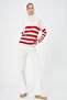 Women's Red Striped Sweater - 2