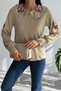 Women's Beige Bib Collar Embroidered Knitwear Sweater - 4