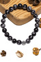 Certified Snowy Obsidian Stone Bracelet - With Silver Device