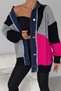 Women's Standard Size Color Block Stone Button and Denim Detailed Design Knitwear Cardigan - 6