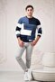 Slimfit Zero Design Collar Patterned Cotton Men's Sports Sweater