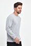 Men's Gray Crew Neck Embroidery Detailed Regular Fit Sweatshirt - 4