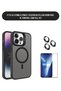 Compatible with iPhone 15 Magsafe Transparent Case with Stand Tempered Glass Lens Protector Set