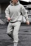 Men's Plain Gray Hooded Tracksuit Set with Kangaroo Pocket