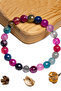 Certified Aaa+ Faceted Pink Blue Agate Stone Bracelet - With Silver Device