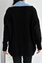 Women's Black Standard Size Snap Button Double Pocket Denim Denim Detailed Design Oversize Knitwear Cardigan - 5