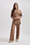 Regular Fit Wide Leg Elastic Waist Casual Trousers A5621Ax23Wn - 3