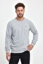 Men's Gray Crew Neck Embroidery Detailed Regular Fit Sweatshirt