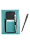Thermo Leather Turquoise Notebook with Phone and Card Pocket Striped Undated Notebook with Pen Gift