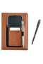 Thermo Leather Tan Notebook with Phone and Card Pocket Striped Undated Notebook with Pen Gift