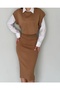 Crew Neck Women's Knitwear Sweater Skirt Double Set