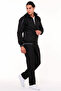 Black Men's Half Turtleneck Removable Hooded Micropoly Tracksuit EDY2593S - 3