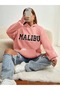 Women's Pink Malibu Printed Hooded Hoodie Sweatshirt - 5