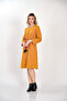 Plain Flannel Buttoned Front Mustard Yellow Winter Dress - 2