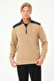 Zippered Regular Fit Leather Detailed Long Sleeve Men's Thessaloniki Sweatshirt