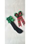 Black Bow Socks Gingham Buckle Set - 3