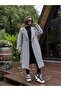 White Fish Back Belted Long Coat