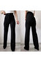 Women's Black Crepe Fabric Stretch Fabric Front Seam Flared Leg Palazzo Pants - 4