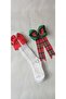 White Bow Socks Gingham Buckle Set - 4