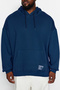 Indigo Oversized Hooded Label Inside Fleece/Warm Sweatshirt Tmnaw24Ao00000 - 4