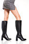 WOMEN'S BLACK ROUND TOE HEEL BOOTS