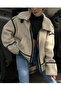 Suede Teddy Coat with Belt and Leather Details - 5