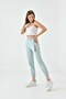 Women's Seasonal Chinese Text Embroidered Tracksuit Green - 6