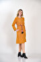 Plain Flannel Buttoned Front Mustard Yellow Winter Dress - 5