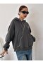 Unisex Large Size Stone Gray Star Printed Hooded Oversize Sweatshirt Hoodie - 2
