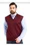Men's checkered patterned v-neck fine knit sweater - 2
