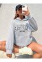 Unisex Plus Size Gray California Printed Hooded Oversize Sweatshirt Hoodie - 4