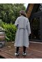White Fish Back Belted Long Coat - 5