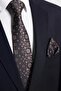 Hand Made 7.5 cm Beige Dark Blue Patterned Tie Handkerchief