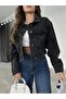Black Cropped Denim Jacket