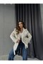 New Season Women's Suede Jacket with Ribbed and Belt Detail - 7