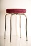 3 Pcs Burgundy Wipeable Fabric Profile Stool Metal Stool Kitchen Stool Thick Stool