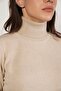 Women's Beige 100% Organic Cotton Turtleneck Sweater Trist-6103 - 4