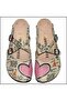 Women's Beige Patterned Slippers