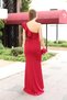 Women's Burgundy Long Dress with Slit and One Shoulder Detail - 4