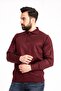Men's Burgundy Thin Wool Knitwear Knitted Polo Neck Dad Sweater - 3
